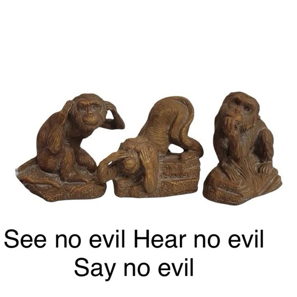 Other - Whimsical Faux Bois See No Evil, Hear No Evil, Speak No Evil Monkey Room Statue